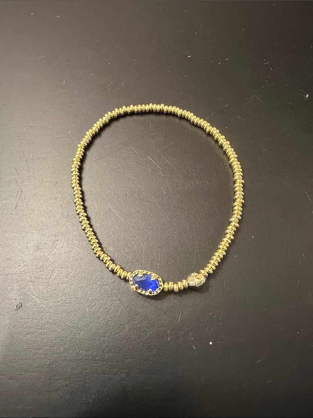 Kendra Scott Gold Beaded Bracelet with Cobalt Blue Stone